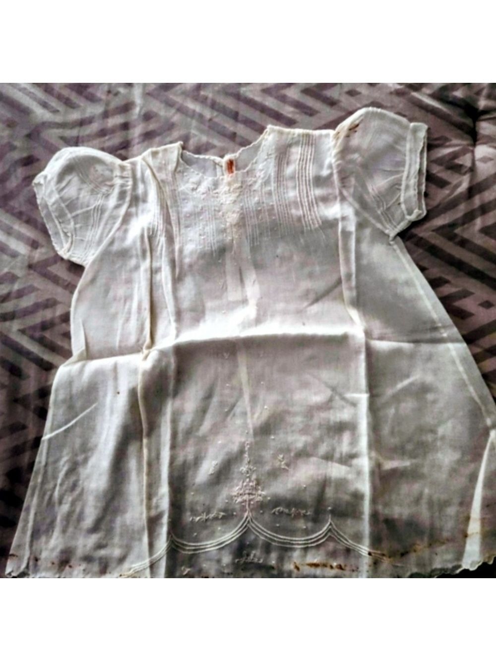 Vtg Antique infant dress is a fine example of "Handmade Imported" - Picture 1 of 13
